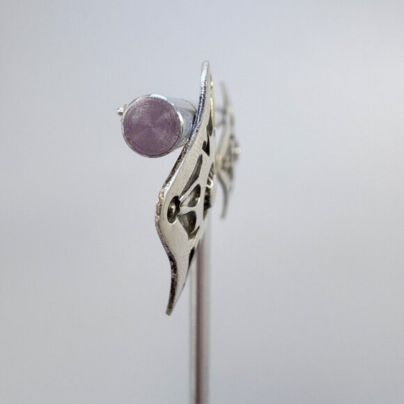 VTG Sterling Silver 925 Textured Sun Design Stud Earrings Size 1" Length - Picture 6 of 10